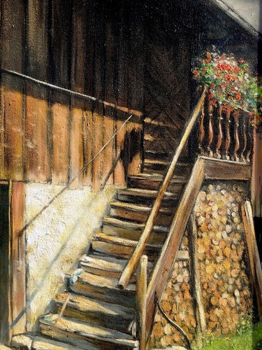 ölgemälde auf leinwand - auf, haus